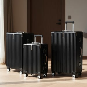 Zwarte hardshell koffer Dubbele 4-wiel ABS bagage Cabinekoffers