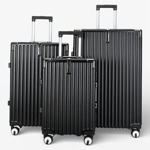 Black Hardshell Dual 4 Wheel ABS Bagagetrolley Hard Shell Cabin Koffer Set