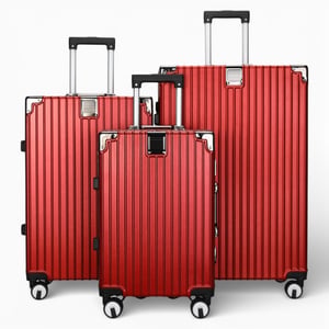 Red Hardshell Dual 4 Wheel ABS Bagagetrolley Hard Shell Cabin Koffer Set