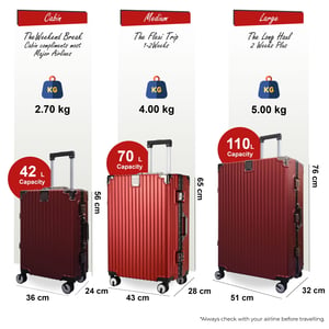Red Hardshell Dual 4 Wheel ABS Bagagetrolley Hard Shell Cabin Koffer Set