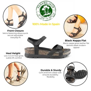 Panama Jack Dames Wedge Zwarte Leren Plateausandalen - Sulia B2