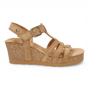 Panama Jack Dames Wedge Hiel Bark Bruine Suède Leren Sandals - Vero B1