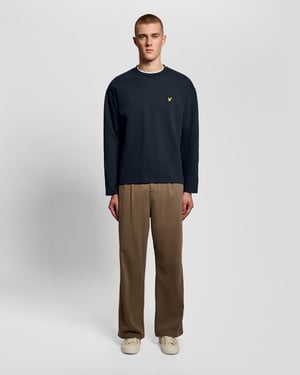 Verhoogde Jacquard Ronde Hals Sweatshirt