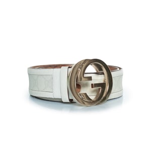 Gucci, monogram canvas en leren GG gesp riem