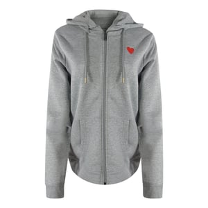 Love Moschino Small Red Heart Logo Grey Zip Hoodie