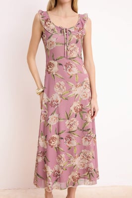Mouwloze midi-jurk met bloemenprint voor dames, casual/dagelijks, A-lijn