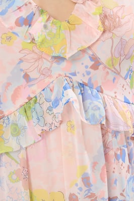 Damesjurk in marineblauw met bloemenprint, mouwloos, geschikt voor overdag en 's avonds.