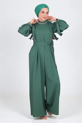 Parel Detailed Jumpsuit-jurk Smaragdgroen