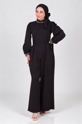 Parel Detailed Jumpsuit-jurk Zwart