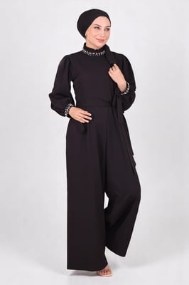 Parel Detailed Jumpsuit-jurk Zwart