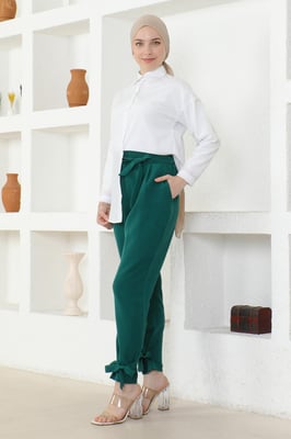 Met riem Broek Smaragdgroen