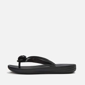 FitFlop Iqushion Glanzende Knop Dames Zwarte Slippers