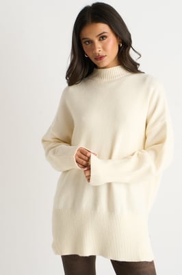 Off-white oversized gebreide trui met col