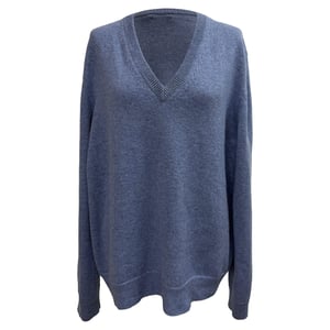 Celine V-hals trui in blauw kasjmier