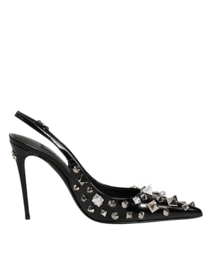 Dolce & Gabbana Zwarte Geknoopte Leren Hakken Slingbacks Schoenen