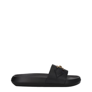 Versace Zwarte Leren Slippers