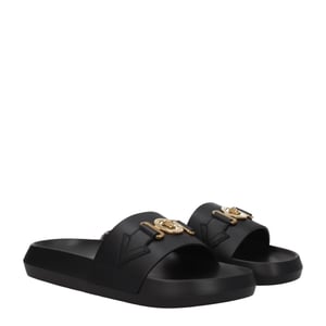 Versace Zwarte Leren Slippers