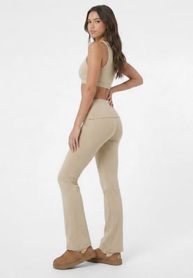 Fold Over Pants BEIGE