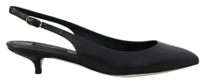 Dolce & Gabbana Zwarte Leren Slingback Hakken Pumps Schoenen