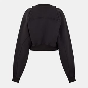 Dames Off White Cropped Relaxed Fit Crewneck Sweatshirt in Zwart/Wit