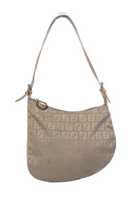 Fendi Zucchini FF Oyster schoudertas in beige
