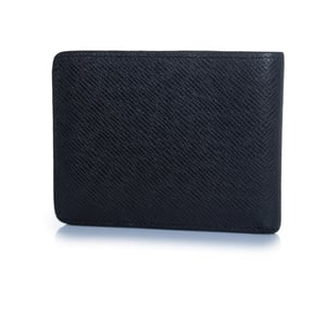 Louis Vuitton portemonnee van zwart generfd leer met LV-logo.