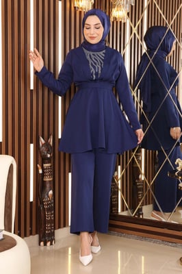 Steen Detailed Met riem Pak Indigo