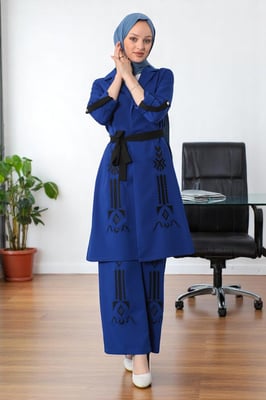 Geborduurde Detailed Pak Indigo