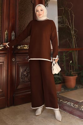 Split Detailed Gebreide kleding Pak Bruin