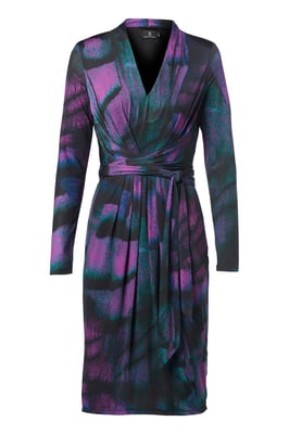 Clemence Print Jurk Zwart / Paars