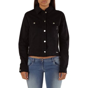 Met Zwarte Katoenen Denim Jas