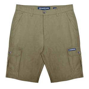 Lambretta Heren Rubberised Logo Cargo Shorts (Khaki Groen)