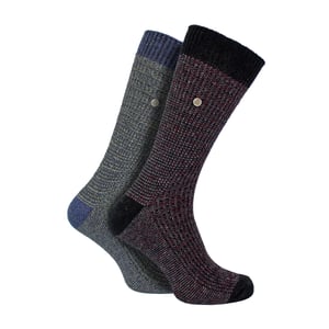 2-Pack Heren Casual Ribbelkatoenen Dress Socks | Middelzware Vierkante Breisokken