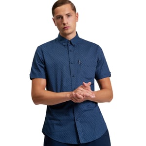 Ben Sherman Heren Mono Geoshirt (Schemer Denim)