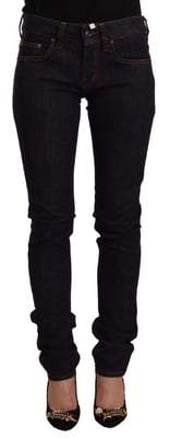 GF Ferre Zwarte Midden Taille Katoenen Denim Skinny Jeans