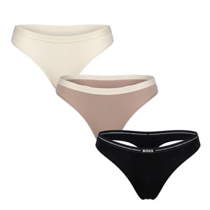 Verpakking van 3 Dames Elastische Katoenen Strings met Logo 50510030