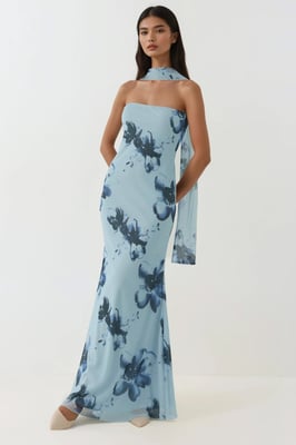 Strapless Bloeiende Bodycon Maxi Jurk