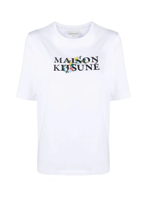 T-shirt met bloemenprint en klassiek logo
