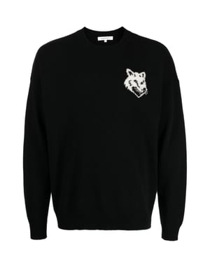 Trui met intarsia logo en vossenkop