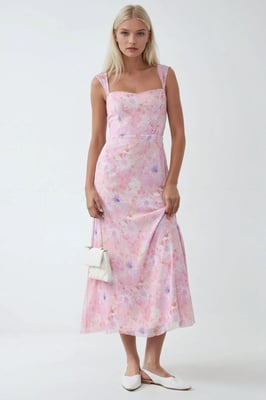 Bloemen Maxi Jurk met Hartkraag