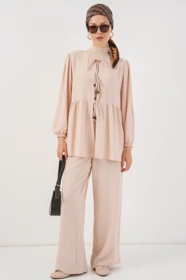 Crewneck Lange Tuniek en Wijde Pantalon Set