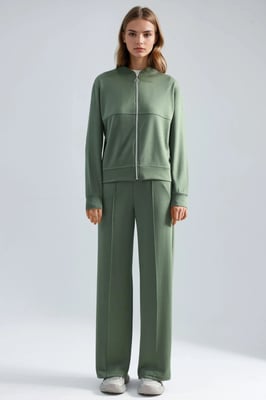 Modal Touch Gevoerd Sweatshirt & Geribbelde Broek Set
