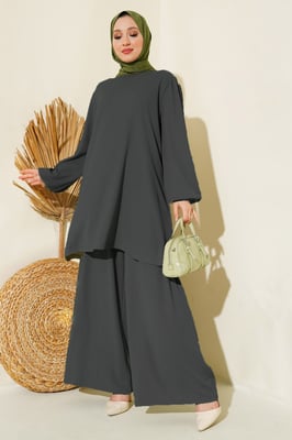 Gelaagde Lange Mouwen Tuniek en Wijd Been Broek Set