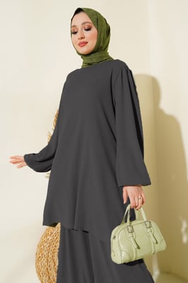 Gelaagde Lange Mouwen Tuniek en Wijd Been Broek Set