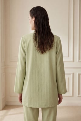 Gestreept Twee-Delig Co-Ord Set met Open Kraag