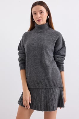 Gestructureerde Oversized Coltrui Tricot Co-Ord Set