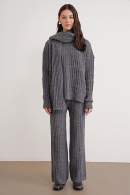 Overmaatse Haarvlecht Patroon Breisels Co-Ord Set
