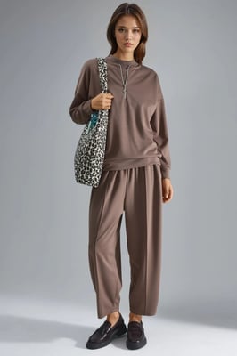 Modal Touch Rits Kraag Two-Piece Set