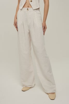 Linnen Voel Wijde Pantalon met Plissé