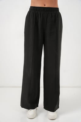 Brede Pijpen Broek met Elastische Taille